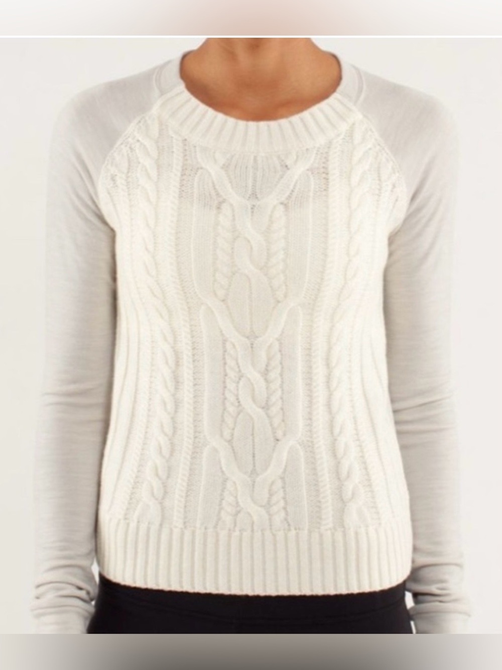 Lululemon St Moritz Cream Cable Knit Wool Sweater